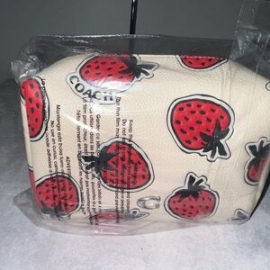 Coach Cosmetics Bag with Red Strawberry Print